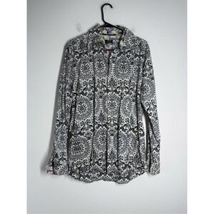 RAER Men’s Cotton Button Down Shirt Long Sleeve Floral Print Size M Made in Ital